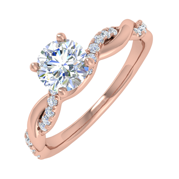0.60 Carat Prong Set Solitaire Diamond Engagement Ring Band in 14K Rose Gold (Ring Size 4)