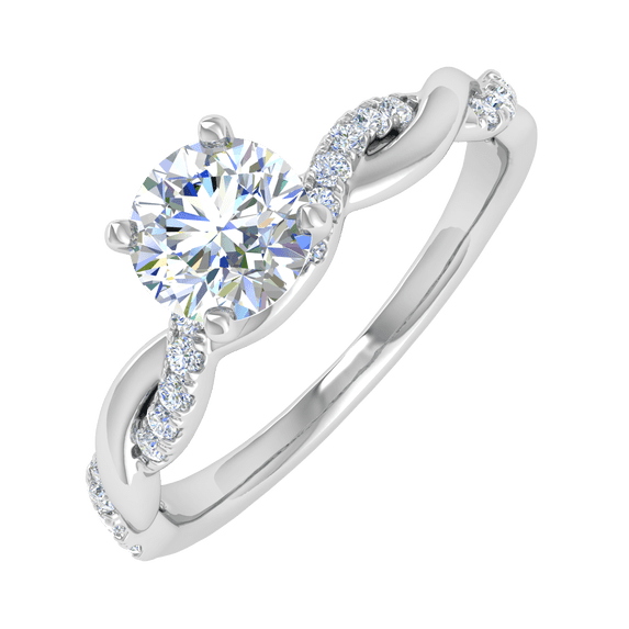 0.60 Carat Prong Set Solitaire Diamond Engagement Ring Band in 14K White Gold (Ring Size 9.25)