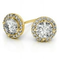 thumbnail image 1 of 0.60 Carat Sparkle Round Halo Natural Diamond Stud Earrings (VS1-VS2 Clarity, F-G Color) Solid Real 14K Yellow Gold Push Back Studs Earring for gift, 1 of 6