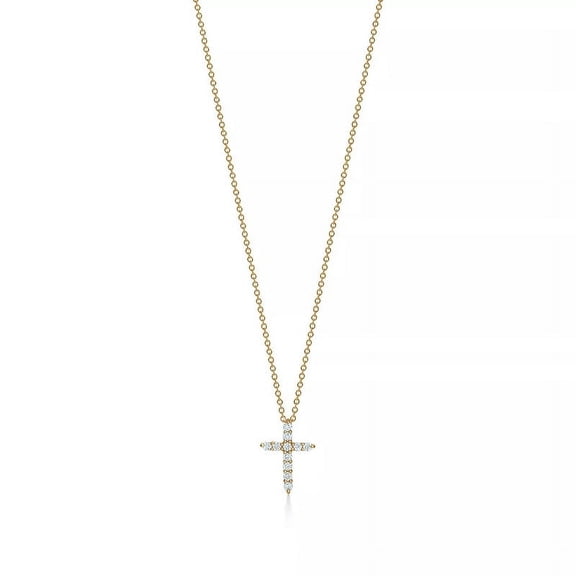 0.60 Carat Stunning Round Natural Diamond Cross Pendant Necklace for Women Solid 14K Yellow Gold With 18 inches chain