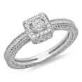 thumbnail image 1 of 0.60 Carat (ctw) 10K White Gold Princess & Round Cut Diamond Ladies Bridal Vintage Halo Style Engagement Ring, 1 of 4