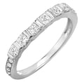 thumbnail image 1 of 0.60 Carat (ctw) 14k White Gold Princess & Round Diamond Ladies Anniversary Wedding Band Stackable Ring, 1 of 1