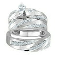 thumbnail image 1 of 0.60 Carat (ctw) 18K White Gold Marquise & Round Cut Diamond Men & Women's Engagement Ring Trio Bridal Set, 1 of 1