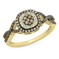 thumbnail image 1 of 0.60 Carat (ctw) 18K Yellow Gold Round Champagne & White Diamond Ladies Cluster Style Swirl Split Shank Bridal Engagemen, 1 of 6