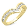 thumbnail image 1 of 0.60 Carat (ctw) 18K Yellow Gold Round Real White Diamond Wedding Stackable Band Anniversary Guard Chevron Ring, 1 of 1