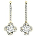 thumbnail image 1 of 0.60 Carat (ctw) 18K Yellow Gold Round White Diamond Ladies Halo Style Flower Dangling Earrings, 1 of 4
