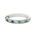 thumbnail image 1 of 0.60 Ct Beautiful Round Cut Natural Emerald Gemstone Diamond Eternity Band for Engagement 14K White Gold Size 5, 1 of 7