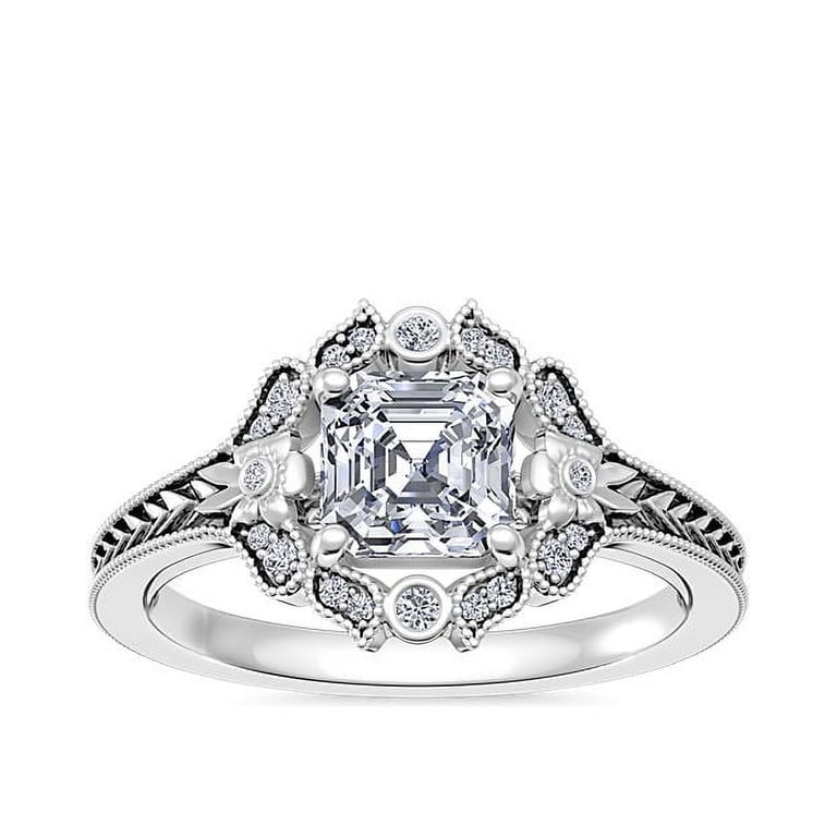 Ct Brilliant Asscher Cut Natural Diamond Asscher Halo
