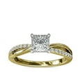 thumbnail image 1 of 0.60 Ct Brilliant Princess Cut Natural Diamond Princess Solitaire with Accents Engagement Ring for her Solid 14K Yellow Gold Size 5.5, 1 of 6