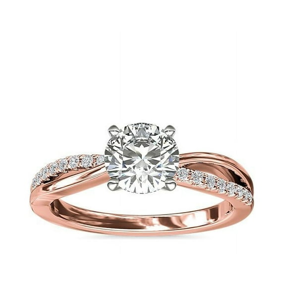Diamond-Capitals 0.60 Ct Beautiful Round Shape Genuine Diamond (F-G/VS1) Solitaire Engagement Ring for Girls in 14K Rose Gold Size 6.5