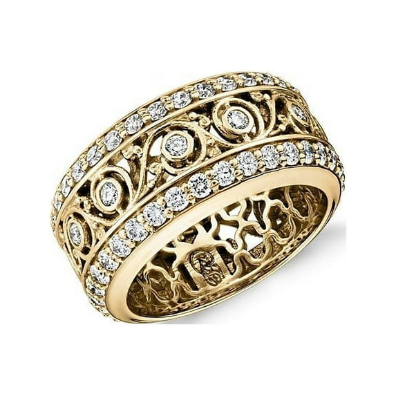 0.60 Ct Brilliant Round Cut Natural Diamond Round Engagement Band for her Solid 18K Yellow Gold Size 5.5