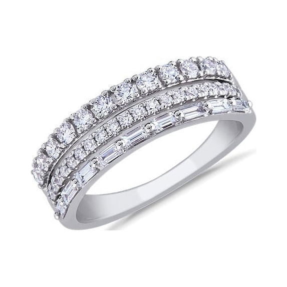 0.60 Ct Clarity VS1 Color F-G Round and Baguette Natural Diamond Stunning Engagement Eternity Band for Womene Solid 950 Platinum Size 7.5