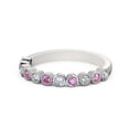 thumbnail image 1 of 0.60 Ct Excellent Round Cut Natural Diamond Pink Sapphire Shiny Half Eternity Band for Women 14K White Gold Size 9, 1 of 7
