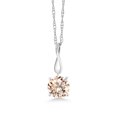 thumbnail image 1 of 0.60 Ct Round Peach Morganite 10K White Gold Pendant With Chain, 1 of 6