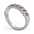 thumbnail image 1 of 0.60 Ct Round Shape Pink Sapphire Real Diamond Stunning Half Eternity Band for Ladies 14K White Gold Size 8, 1 of 7
