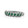 thumbnail image 1 of 0.60 Ct Sparkle Round Cut Emerald Gemstone Real Diamond Half Eternity Band for Women 14K White Gold Size 11, 1 of 7
