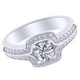 thumbnail image 1 of AFFY 0.60 Ct White Natural Diamond Halo Engagement Ring in 14k White Gold Ring Size - 12.5, 1 of 1