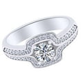 thumbnail image 1 of AFFY 0.60 Ct White Natural Diamond Halo Engagement Ring in 14k White Gold Ring Size - 4.5, 1 of 1