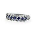 thumbnail image 1 of 0.60 Ct Wonderful Round Cut Real Diamond Blue Sapphire Half Eternity Band for Ladies 14K White Gold Size 10.5, 1 of 7