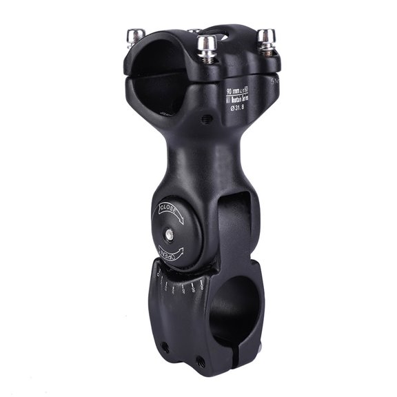 0-60 Degree Adjustable Bike Handlebar Stem Riser for Mountain Road Commuter City Bicycles, 3.54 inches / 90 mm Length, 1.25 inches / 31.8 mm Diameter, Forged Aluminum Alloy Cycling Component