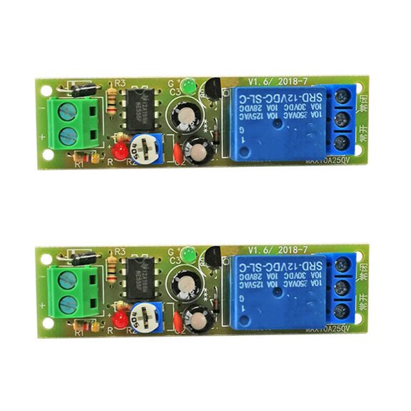 0-60 Second Adjustable Timer Relays Module 5V 12V Monostable Control Switches For Intelligent Devices Electronic Projects 2 Pack