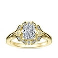thumbnail image 1 of 0.60 T.C.W Brilliant Radiant Cut Natural Diamond Latest Design Halo with Accents Engagement Ring for Women Solid 18K Yellow Gold Size 3, 1 of 8
