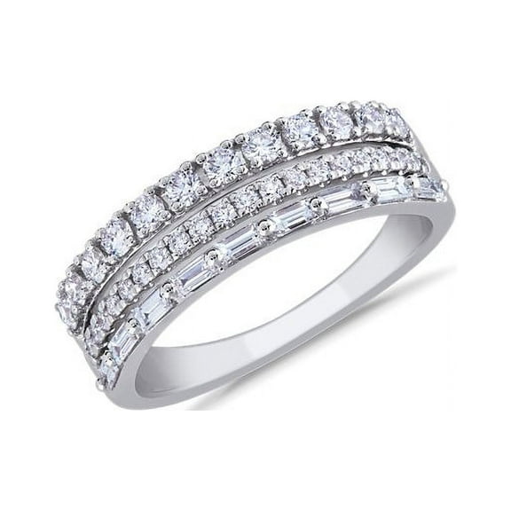 0.60 T.C.W Excellent Round and Baguette Real Diamond Elegant Designer Eternity Band for Engagement in Solid 950 Platinum Size 7