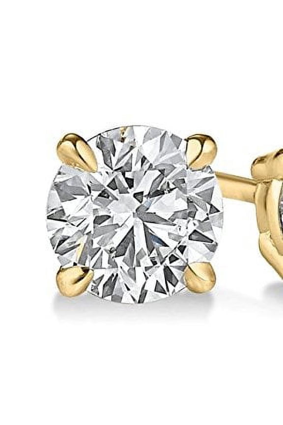 (0.60 carat) 14K Yellow Gold Round Diamond Stud Earrings in I3 Clarity