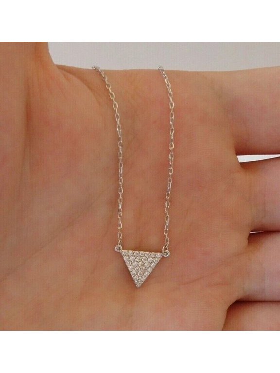 0.60Ct Simulated Diamond Triangle Women's Pendant In Round 14k White Gold Plated