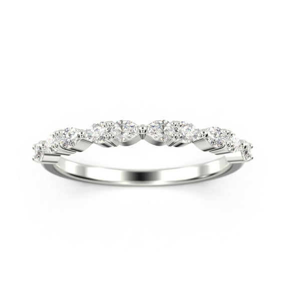 0.60Ct Wedding Band 10K White Gold Diamond Moissanite Ring