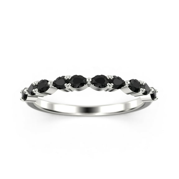 0.60ct Wedding Band 10k White Gold black diamond moissanite Ring