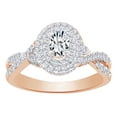 thumbnail image 1 of AFFY 0.62 CT White Natural Diamond Oval Shape Twist Shank Double Halo Engagement Wedding Ring In 14k Rose Gold With Ring Size 8, 1 of 1