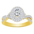 thumbnail image 1 of AFFY 0.62 CT White Natural Diamond Oval Shape Twist Shank Double Halo Engagement Wedding Ring In 14k Yellow Gold With Ring Size 6.5, 1 of 1