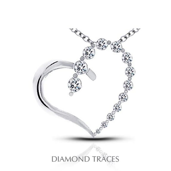 0.62 Carat Total Natural Diamonds 14K White Gold Prong Setting Heart Shape Fashion Pendant