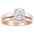 thumbnail image 1 of AFFY 0.62 Ct White Diamond Halo Style Bridal Engagement Ring Set In 14K Solid Rose Gold, 1 of 1