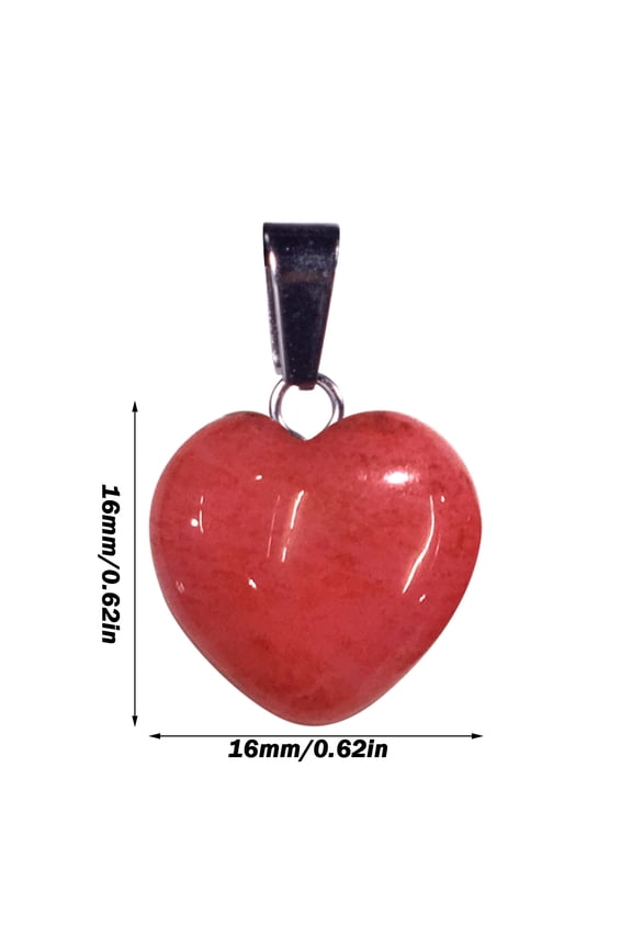0.62 Inch Heart Pendant, Natural Rough Stone Crystal Necklace for Women, Healing Love Gift for Mother Wife Daughter, Stress Relief Chakra Balancing Jewelry, 1X Heart-Shaped Pendant