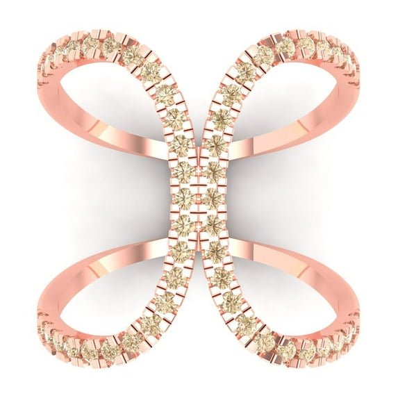 0.5 ct Round Cut Natural Morganite Statement 14K Rose Gold Womens Engagement Ring