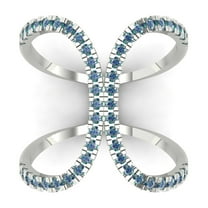 Statement Engagement Ring for Women - 0.5ct Blue Moissanite in 18K White Gold Promise Ring