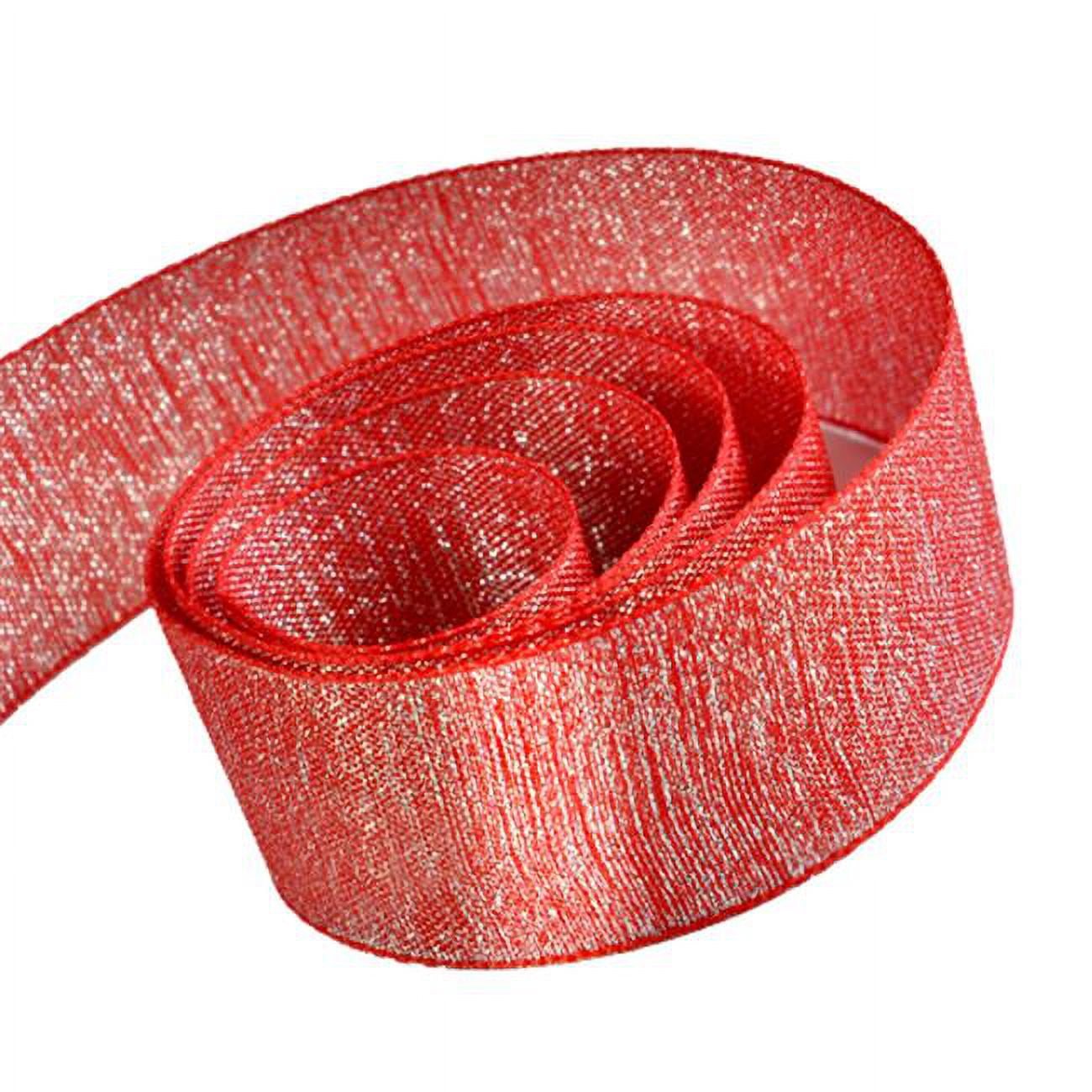 0.62 in. 100 Yards Casual Chic Lurex Tape Ribbon- Red & Silver