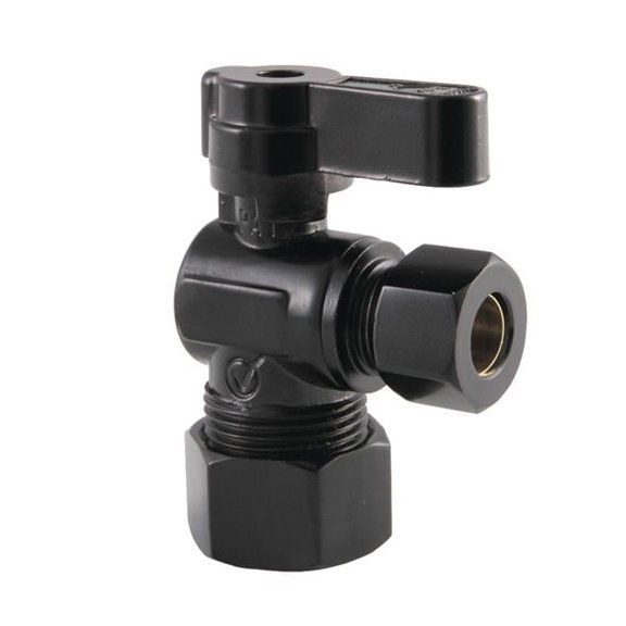 0.62 in. OD Compression x 0.37 in. OD Compression Angle Stop Valve, Matte Black