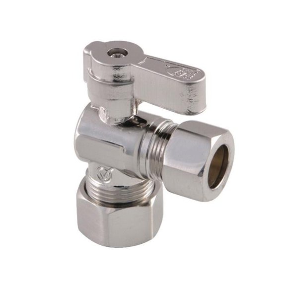 0.62 in. OD x 0.5 in. OD Compression Angle Stop Valve, Brushed Nickel