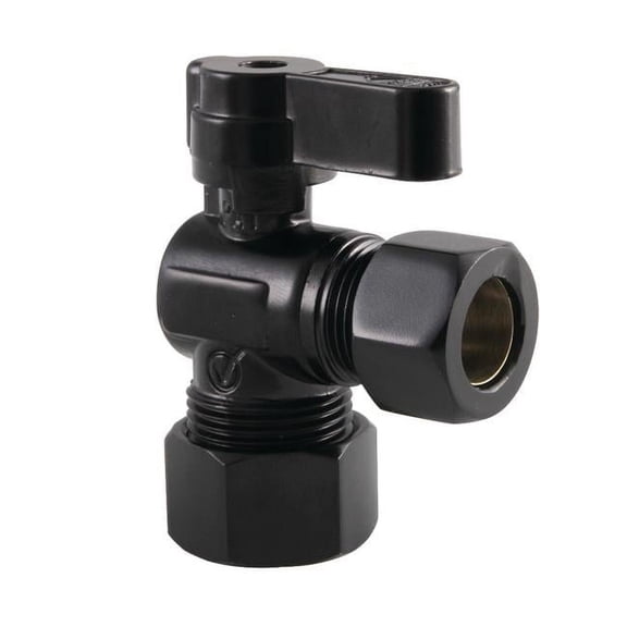 0.62 in. OD x 0.5 in. OD Compression Angle Stop Valve, Matte Black