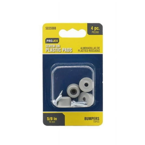 0.62 in. Round Plastic Bumper Pad, Gray - Pack of 4