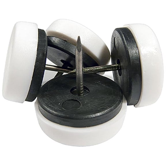 0.62 in. TruGuard Plastic Base Round Nail On Cushioned Glides, White - Pack of 4