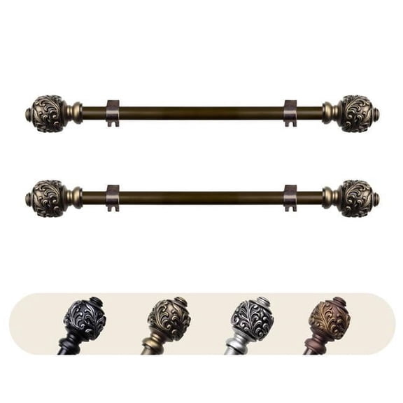 0.625 in. Dia. Aria Side Curtain Rod, Antique Gold - 12-20 in. - Set of 2