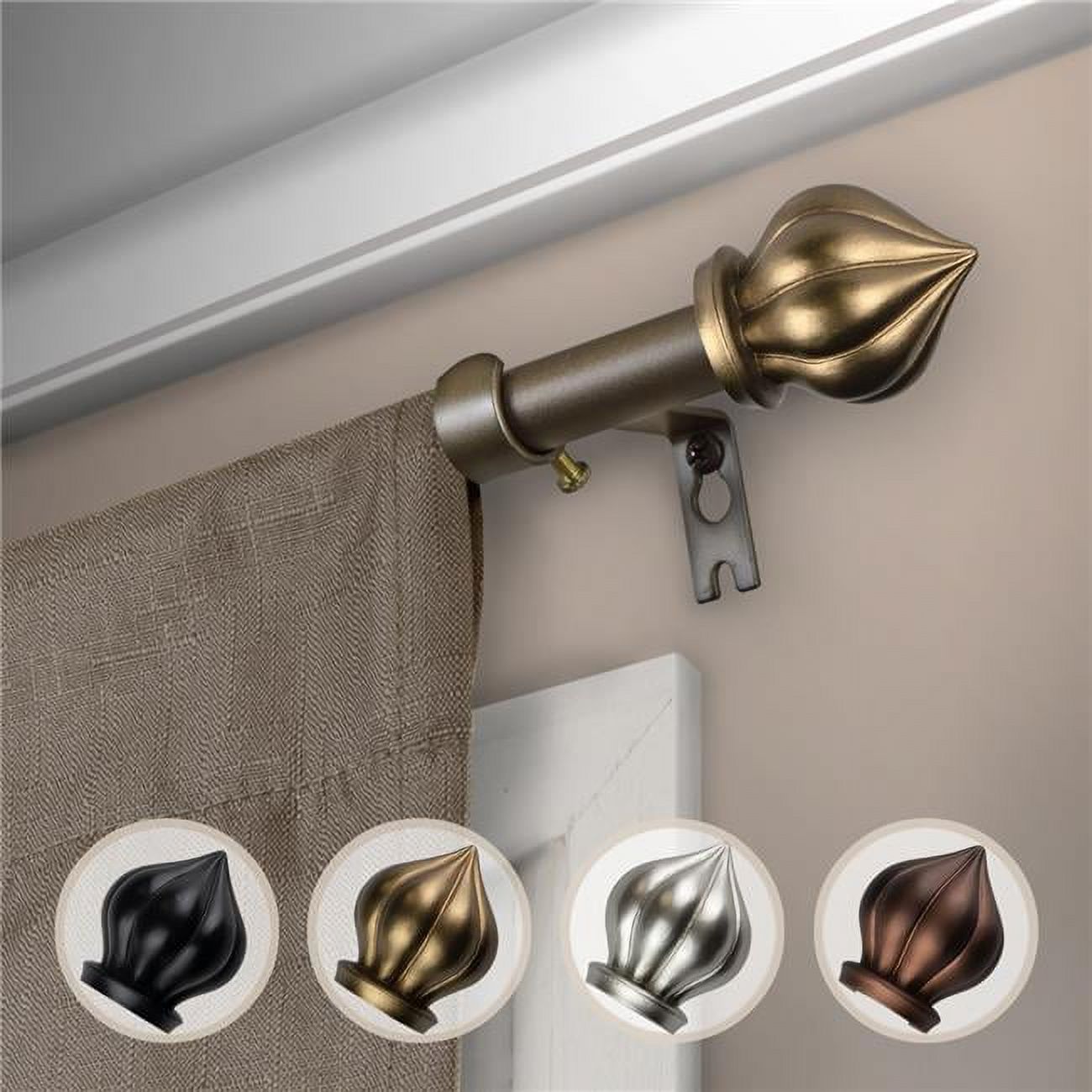 0.625 in. Dia. Meda Curtain Rod, Antique Gold 4884 in.