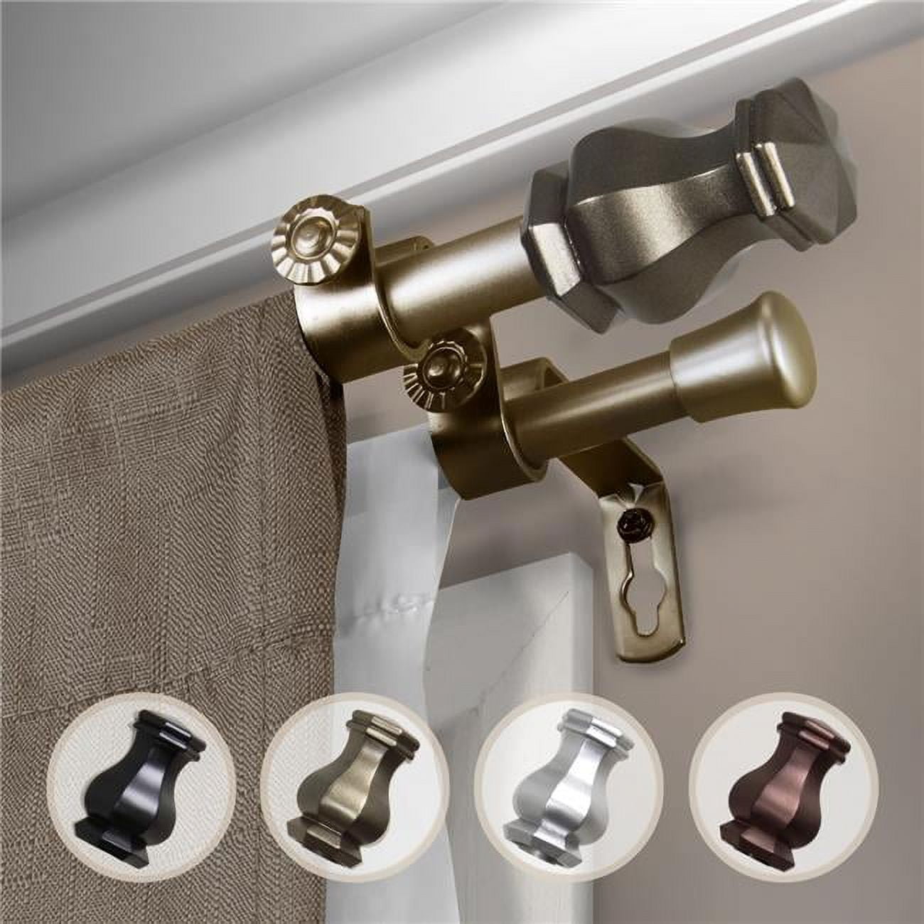 0.625 in. Dia. Nolan Double Curtain Rod, Antique Gold 2848 in