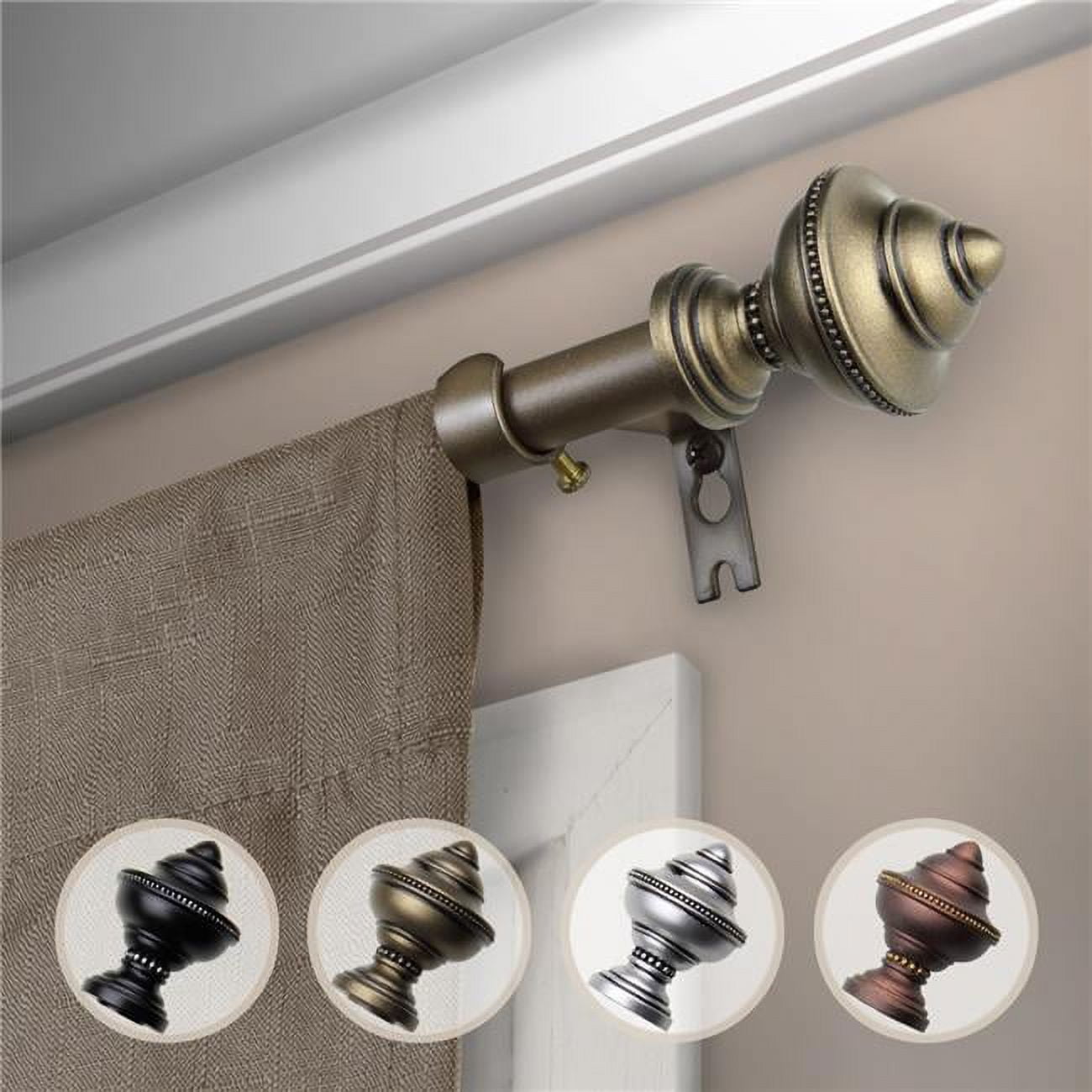 0.625 in. Dia. Riley Curtain Rod, Antique Gold 84120 in.