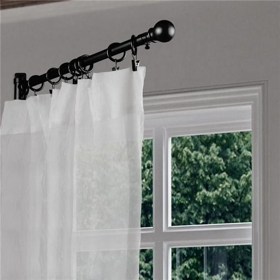 0.625 in. Dia. Swing Curtain Rod, Black - 17-26 in.