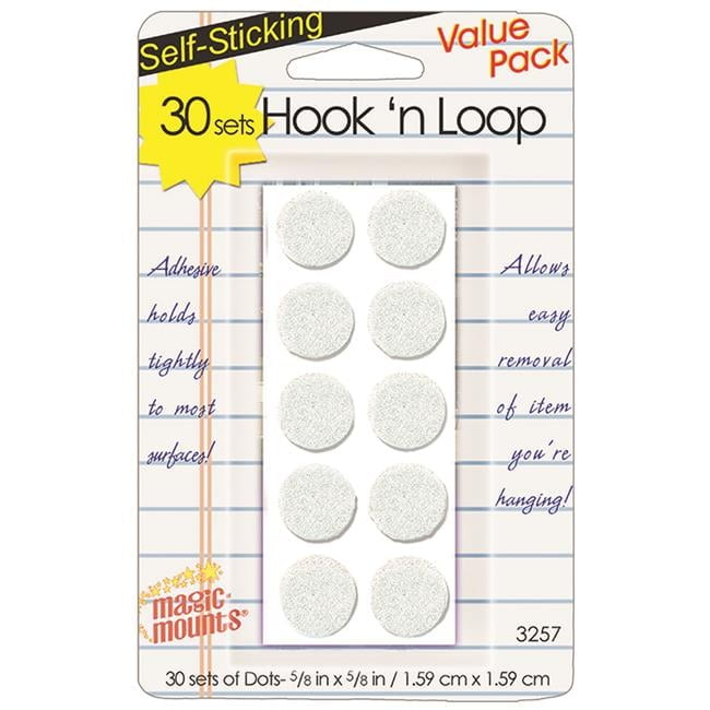 0.625 in. Magic Mounts Hook N Loop Dots 30 Sets - Pack of 6